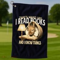 Funny Rabbit Reading Book That Is What I Do Golf Towel thumb 1