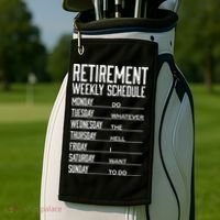 Funny Retired Retirement Schedule Gift Golf Towel thumb 2