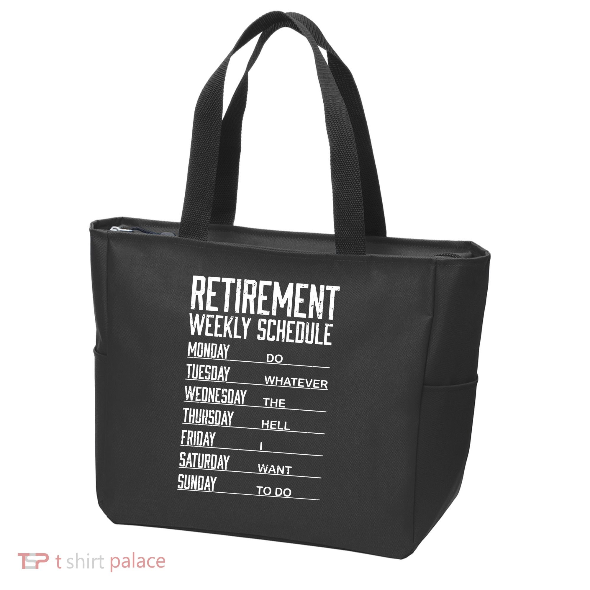 Funny Retired Retirement Schedule Gift Tote Bag