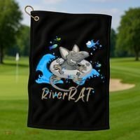 Funny River RAT Tubing Down The River Golf Towel thumb 1