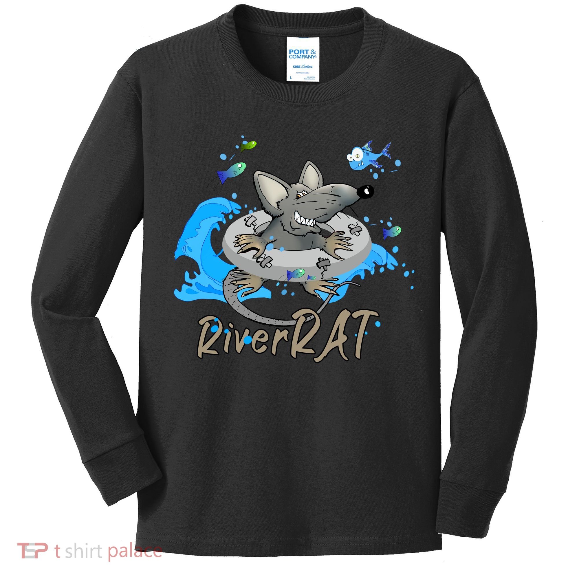 Funny River RAT Tubing Down The River Kids Long Sleeve Shirt
