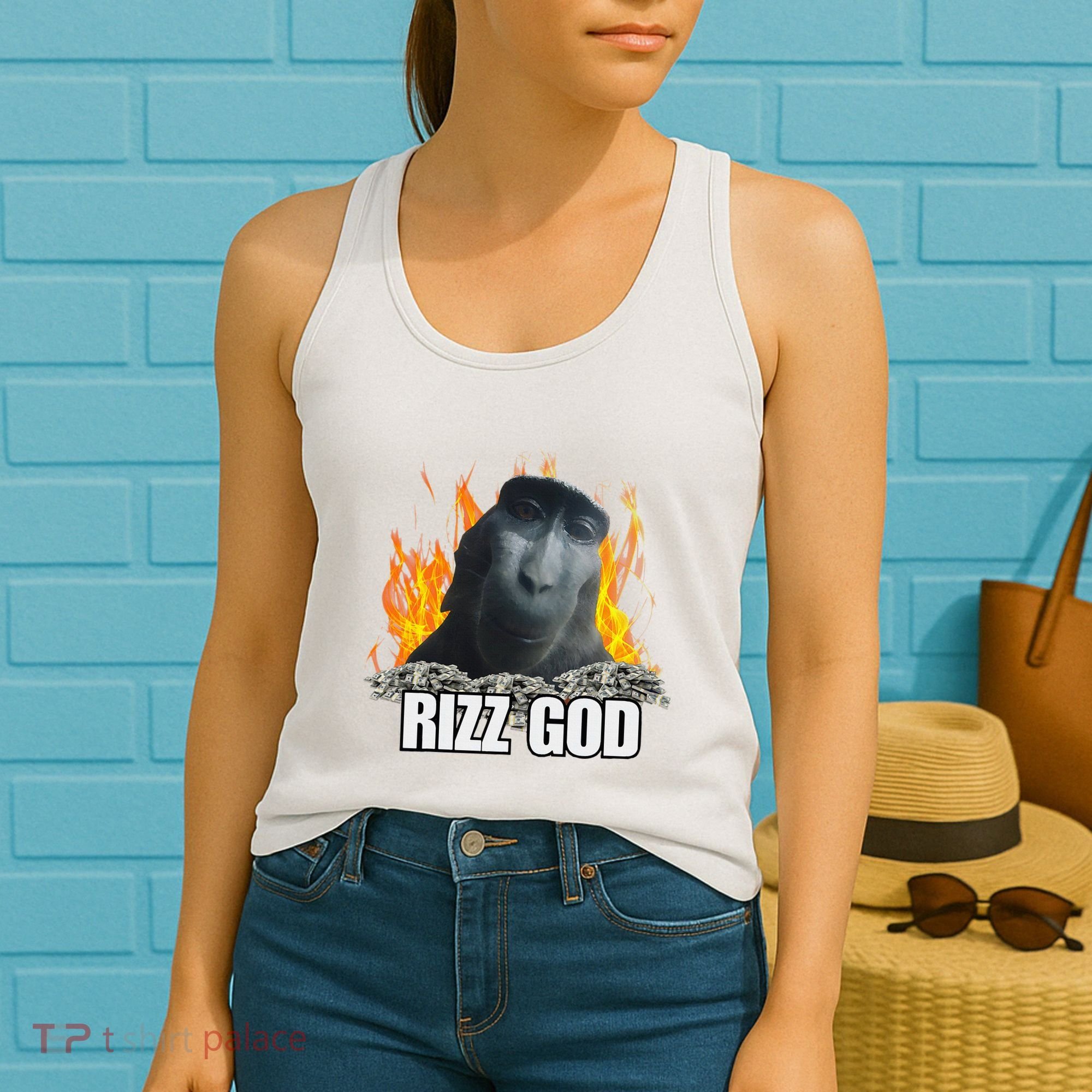 Funny Rizz Rizzler Rizz God Slang Meme Trending Social Media Women's Tank Top