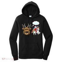 Funny Reindeer Replaced By Unicorn With Santa Claus Women's Hoodie thumb 0