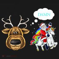 Funny Reindeer Replaced By Unicorn With Santa Claus Women's Hoodie thumb 2