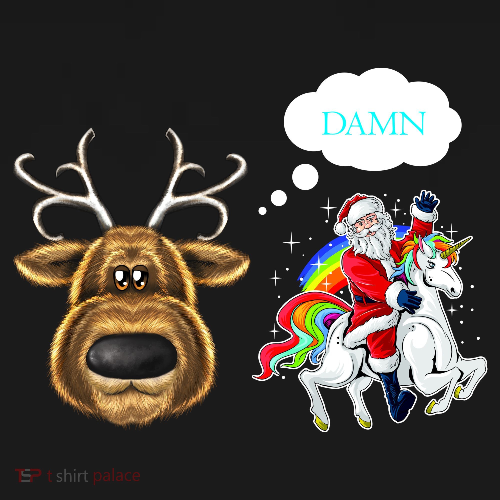 Funny Reindeer Replaced By Unicorn With Santa Claus Women's Hoodie