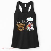 Funny Reindeer Replaced By Unicorn With Santa Claus Women's Tank Top thumb 0