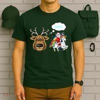 Funny Reindeer Replaced By Unicorn With Santa Claus T-Shirt thumb 6