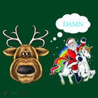 Funny Reindeer Replaced By Unicorn With Santa Claus T-Shirt thumb 7
