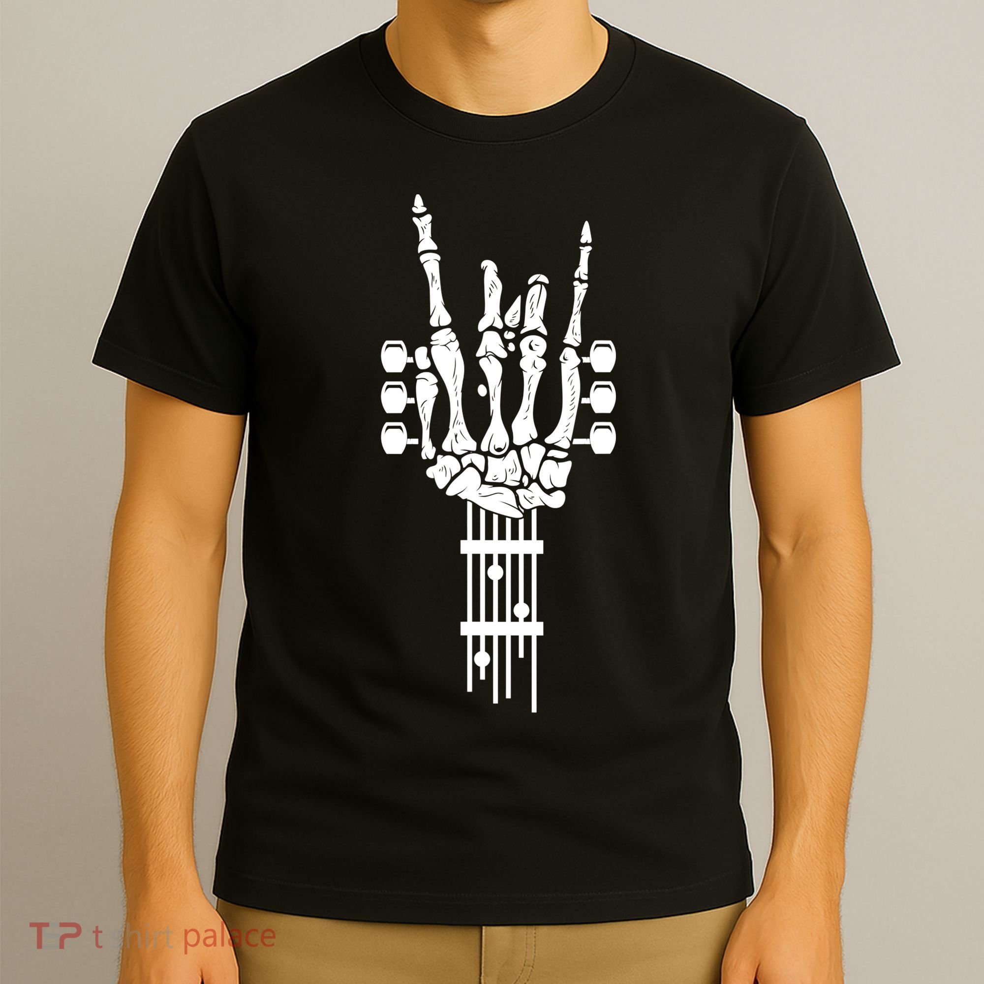 Funny Rock & Roll Skeleton Gift Funny Guitar Music Lover Gift T-Shirt
