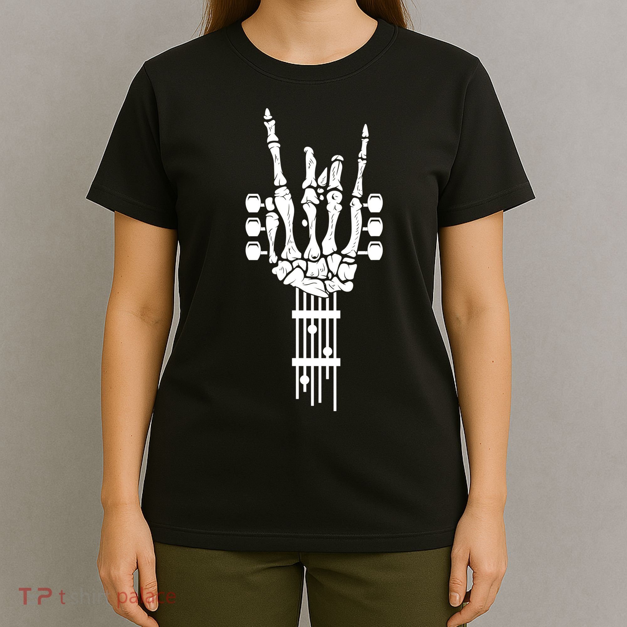Funny Rock & Roll Skeleton Gift Funny Guitar Music Lover Gift T-Shirt