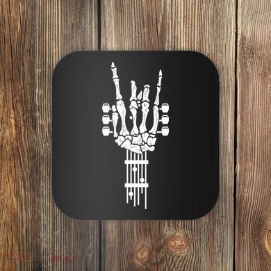 Funny Rock & Roll Skeleton Gift Funny Guitar Music Lover Gift Coaster