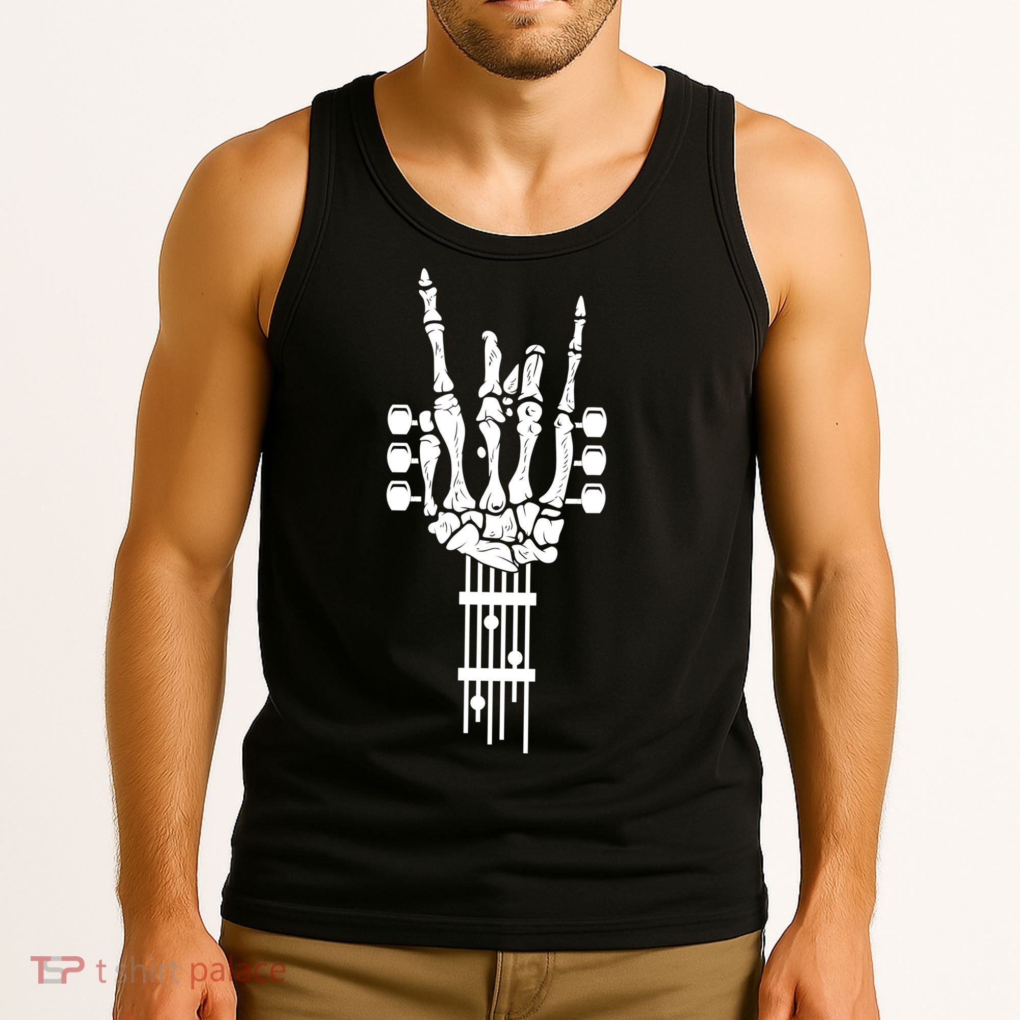 Funny Rock & Roll Skeleton Gift Funny Guitar Music Lover Gift Tank Top