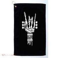 Funny Rock & Roll Skeleton Gift Funny Guitar Music Lover Gift Golf Towel thumb 0