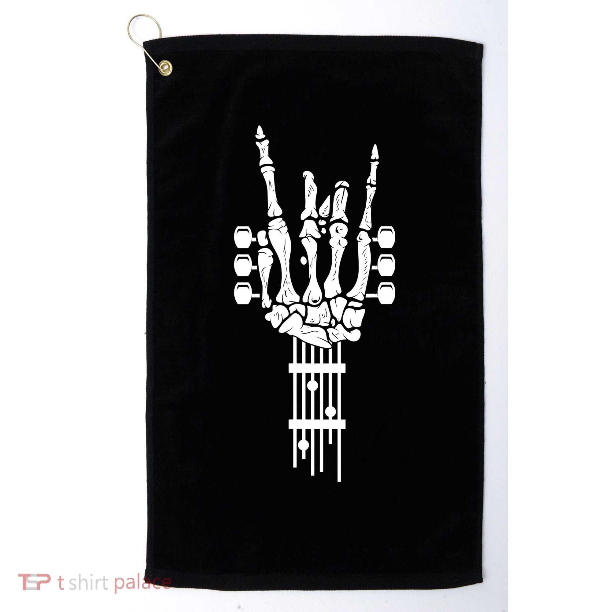 Funny Rock & Roll Skeleton Gift Funny Guitar Music Lover Gift Golf Towel