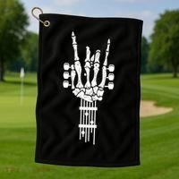 Funny Rock & Roll Skeleton Gift Funny Guitar Music Lover Gift Golf Towel thumb 1