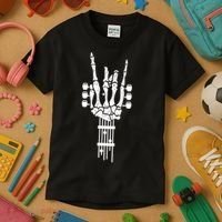 Funny Rock & Roll Skeleton Gift Funny Guitar Music Lover Gift Kids T-Shirt thumb 3