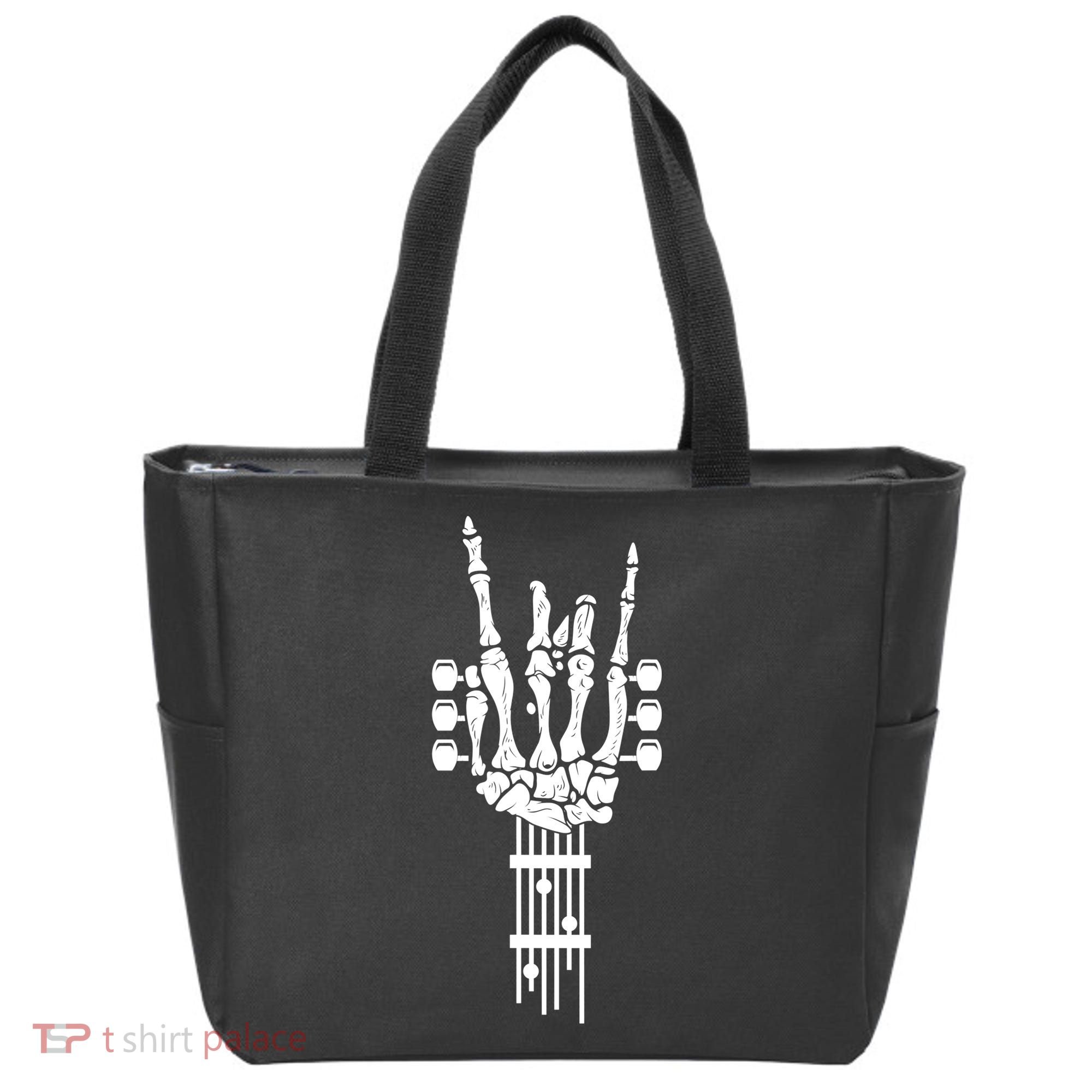 Funny Rock & Roll Skeleton Gift Funny Guitar Music Lover Gift Tote Bag