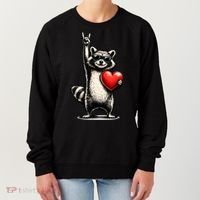Funny Raccoon Rock On Heart Women's Sweatshirt thumb 0