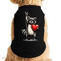 Funny Raccoon Rock On Heart Doggie Tank thumb 0