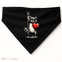 Funny Raccoon Rock On Heart USA-Made Doggie Bandana thumb 0