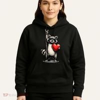 Funny Raccoon Rock On Heart Hoodie thumb 5