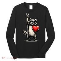 Funny Raccoon Rock On Heart Long Sleeve Shirt thumb 0
