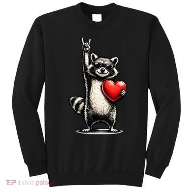 Funny Raccoon Rock On Heart Sweatshirt