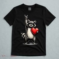 Funny Raccoon Rock On Heart T-Shirt thumb 5
