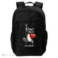 Funny Raccoon Rock On Heart Backpack thumb 0