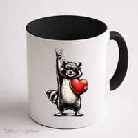 Funny Raccoon Rock On Heart Coffee Mug thumb 1