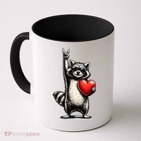 Funny Raccoon Rock On Heart Coffee Mug thumb 0