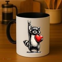 Funny Raccoon Rock On Heart Coffee Mug thumb 4