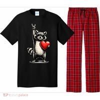Funny Raccoon Rock On Heart Pajama Set thumb 0