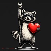 Funny Raccoon Rock On Heart Women's Hoodie thumb 2