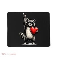 Funny Raccoon Rock On Heart Mousepad thumb 0