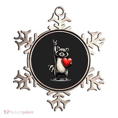 Funny Raccoon Rock On Heart Ornament