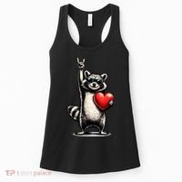 Funny Raccoon Rock On Heart Women's Tank Top thumb 0