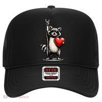 Funny Raccoon Rock On Heart Hat thumb 0