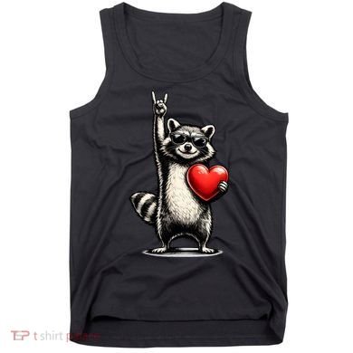 Funny Raccoon Rock On Heart Tank Top