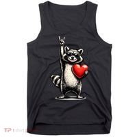 Funny Raccoon Rock On Heart Tank Top thumb 0