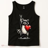 Funny Raccoon Rock On Heart Tank Top thumb 2