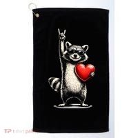 Funny Raccoon Rock On Heart Golf Towel thumb 0