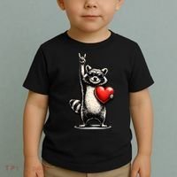 Funny Raccoon Rock On Heart Toddler T-Shirt thumb 2