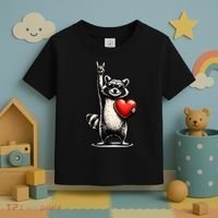 Funny Raccoon Rock On Heart Toddler T-Shirt thumb 3