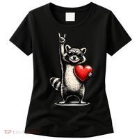 Funny Raccoon Rock On Heart Women's T-Shirt thumb 0