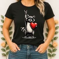 Funny Raccoon Rock On Heart Women's T-Shirt thumb 2