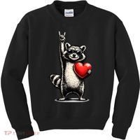 Funny Raccoon Rock On Heart Kids Sweatshirt thumb 0