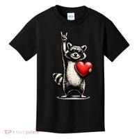 Funny Raccoon Rock On Heart Kids T-Shirt thumb 0
