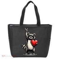 Funny Raccoon Rock On Heart Tote Bag thumb 0