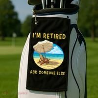 Funny Retired Retirement Gift Golf Towel thumb 2